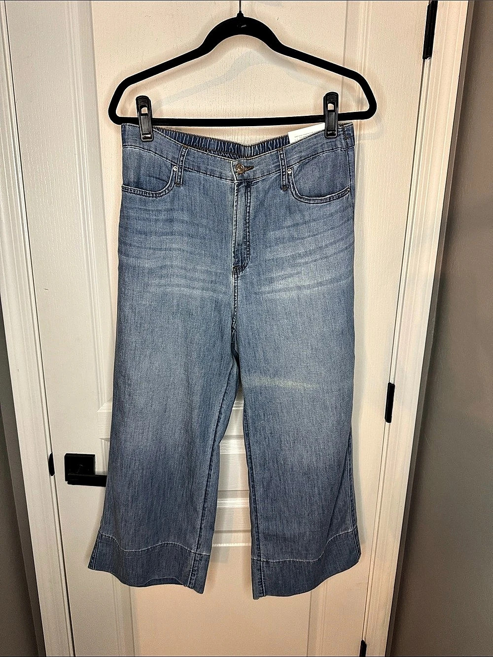 Chico's Pull-On Wide-Leg Cropped Jeans Blue Waist 1.5